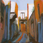 Miedziana uliczka, olej na płótnie, 23 x 23